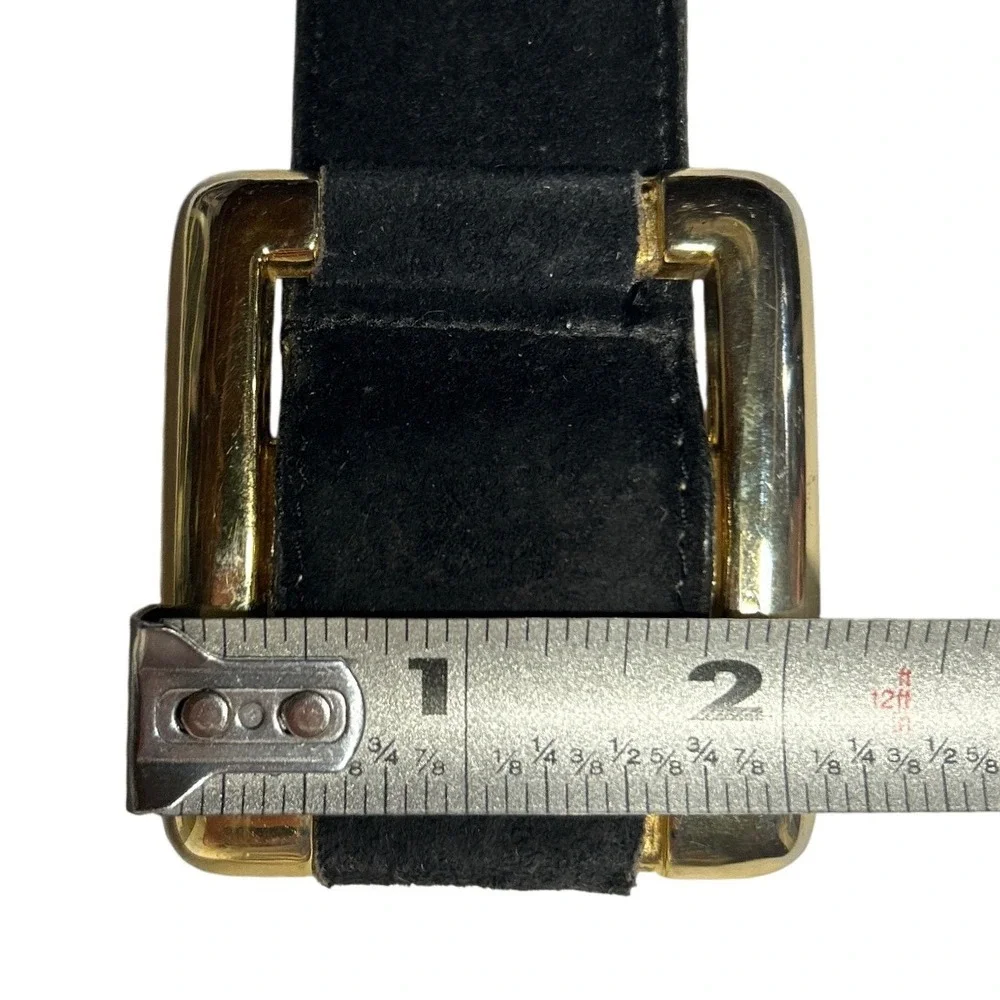 The Ritz Accessory‎ Collection Black Suede Leather Gold Buckle M/L (up to 34